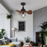 Zeitgenössischer Deckenventilator aus dunklem Walnussholz mit Lichtern-Leuchtezauber