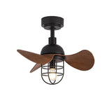 Zeitgenössischer Deckenventilator aus dunklem Walnussholz mit Lichtern-Leuchtezauber