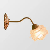 Vintage Kupfer-Blütenblatt-Glas-Wandlampe-Leuchtezauber