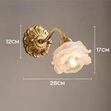Vintage Kupfer-Blütenblatt-Glas-Wandlampe-Leuchtezauber
