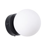 Wandlampe Yoli 1 Schwarz Minimalistische Schwarze Wandleuchte Mit Runder Glasabdeckung-Leuchtezauber