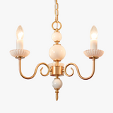 Cremefarbener Glas-Kronleuchter, amerikanischer Retro-Kronleuchter aus Metall, Lampe für Schlafzimmer-Leuchtezauber