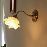 Vintage Kupfer-Blütenblatt-Glas-Wandlampe-Leuchtezauber