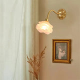 Vintage Kupfer-Blütenblatt-Glas-Wandlampe-Leuchtezauber