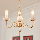 Cremefarbener Glas-Kronleuchter, amerikanischer Retro-Kronleuchter aus Metall, Lampe für Schlafzimmer-Leuchtezauber