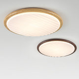 Runde, plissierte LED-Schlafzimmer-Deckenleuchte aus Holz-Leuchtezauber