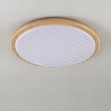 Runde, plissierte LED-Schlafzimmer-Deckenleuchte aus Holz-Leuchtezauber