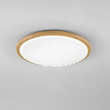 Runde, plissierte LED-Schlafzimmer-Deckenleuchte aus Holz-Leuchtezauber