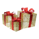 LumiGift 3er Set Beleuchtete Geschenkboxen mit LED