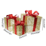 LumiGift 3er Set Beleuchtete Geschenkboxen mit LED