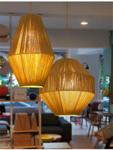 BonLumi Naturé – Retro Bonbon Pendelleuchte aus Hanfseil & Rattan