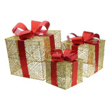 LumiGift 3er Set Beleuchtete Geschenkboxen mit LED