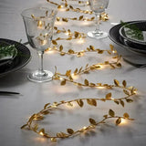 AureaLeaf LED Lichterkette mit Goldblättern – Batteriebetrieben (2 m / 5 m / 10 m) für Weihnachten