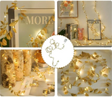 AureaLeaf LED Lichterkette mit Goldblättern – Batteriebetrieben (2 m / 5 m / 10 m) für Weihnachten