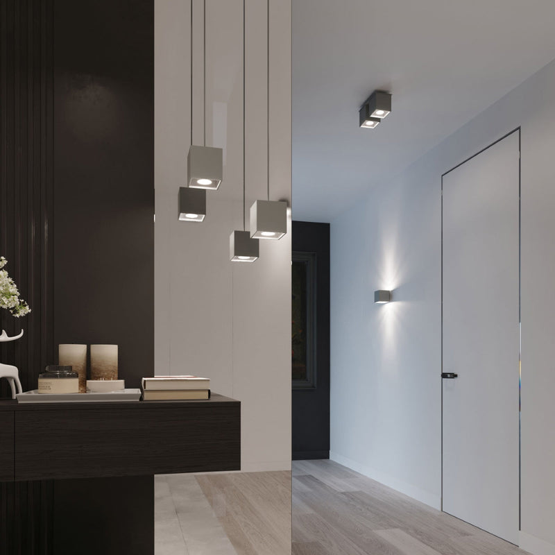 Wandleuchte Quad 1 Grau – Quadratische Wandlampe, Modernes Design-Leuchtezauber