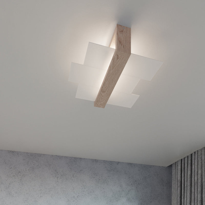 Deckenleuchte Feniks 2 Naturholz – Led-Spotleuchte Mit Holz-Optik-Leuchtezauber