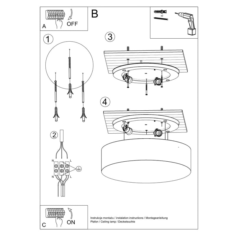 Deckenleuchte Arena Ø45 Cm Schwarz, Rund, E27, Modern-Leuchtezauber