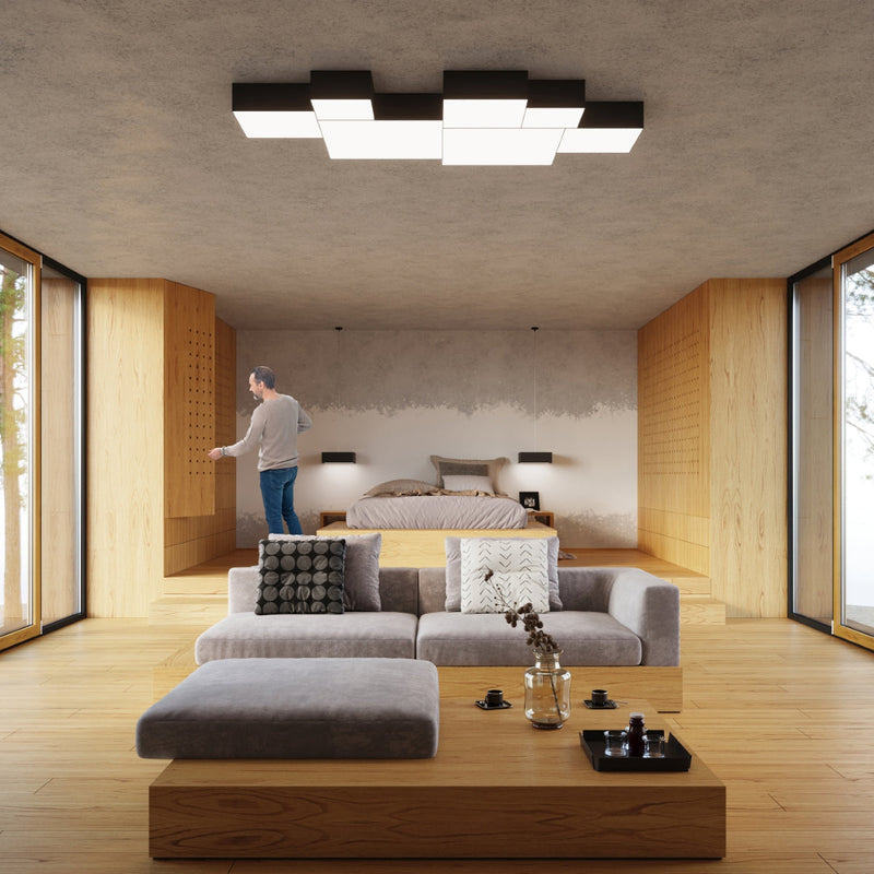 Deckenleuchte Horus 45 Schwarz, Rund, Modern, Led-Kompatibel-Leuchtezauber