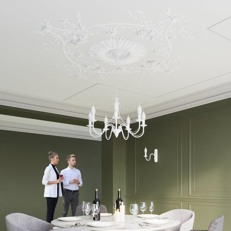 Kronleuchter Minerwa 7-Flammig Weiß Edler Landhausstil-Leuchtezauber