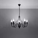 Kronleuchter Minerwa 5-Flammig Schwarz Retro Look-Leuchtezauber