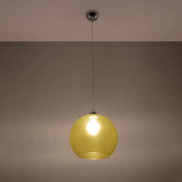 Hängelampe Ball Glas Gelb Ø20 Cm Modern Retro Stil-Leuchtezauber