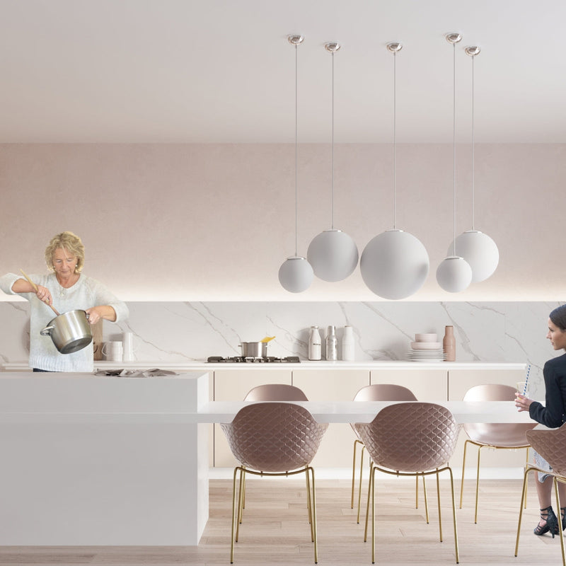 Hängelampe Ugo Ø20 Cm Glas Weiß Schlichtes Design-Leuchtezauber