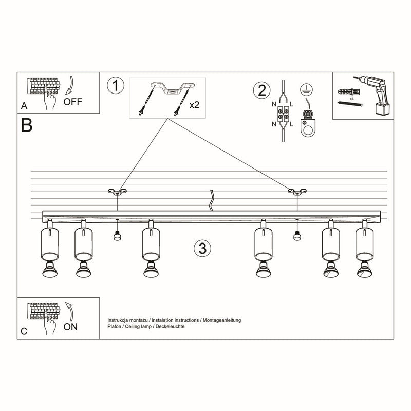 Deckenleuchte Ring 6-Flammig Schwarz, Led-Kompatibel, Modern-Leuchtezauber