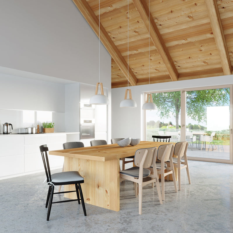 Hängelampe Casco Weiß & Holz – Skandi Pendelleuchte LED-Leuchtezauber