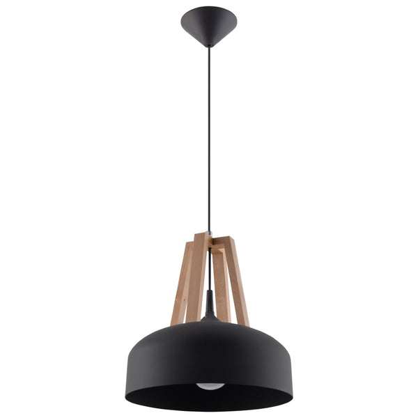 Pendelleuchte Casco Schwarz & Holz – Industrial Design Lampe-Leuchtezauber
