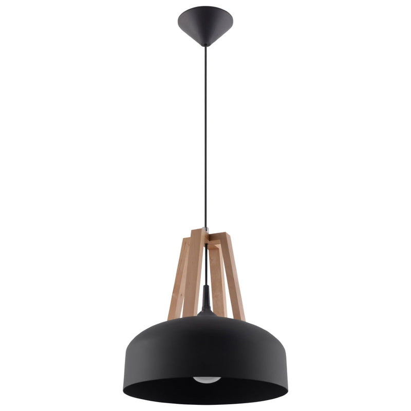 Pendelleuchte Casco Schwarz & Holz – Industrial Design Lampe-Leuchtezauber
