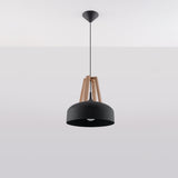 Pendelleuchte Casco Schwarz & Holz – Industrial Design Lampe-Leuchtezauber