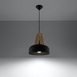 Pendelleuchte Casco Schwarz & Holz – Industrial Design Lampe-Leuchtezauber