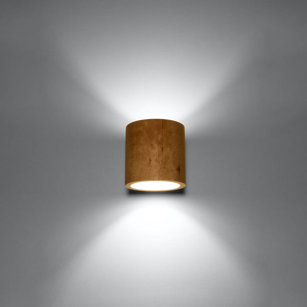 Wandleuchte Orbis Naturholz, 2Xg9, Holzdesign, Modern-Leuchtezauber