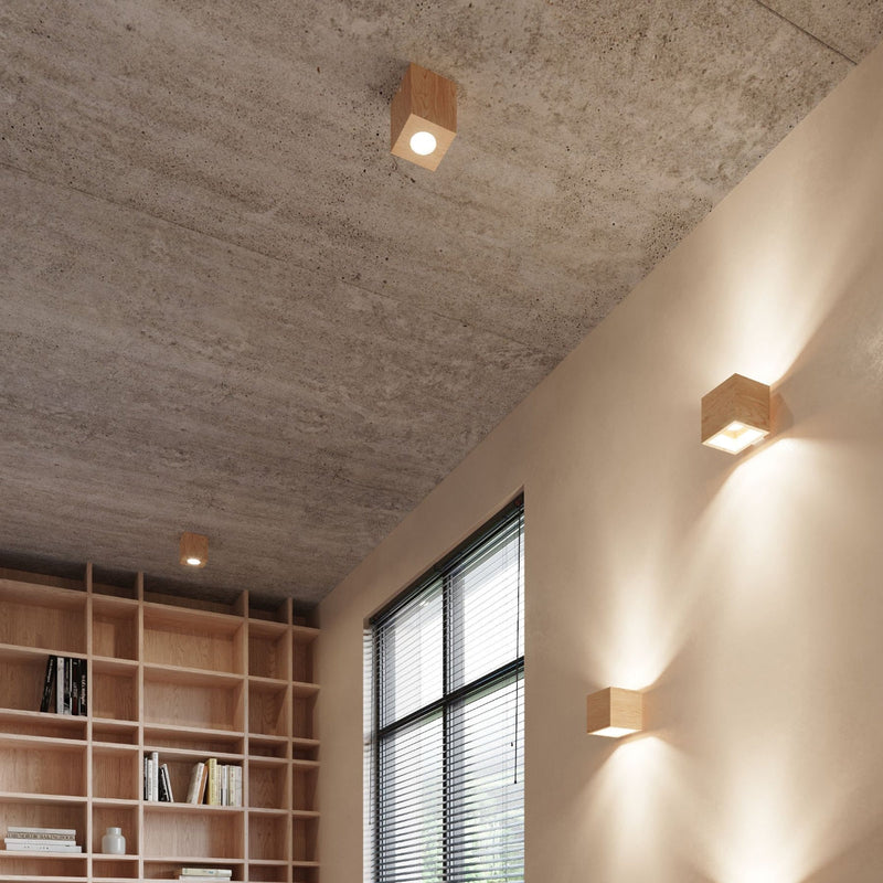 Wandleuchte Quad Naturholz, 2Xg9, Holzdesign, Modern-Leuchtezauber