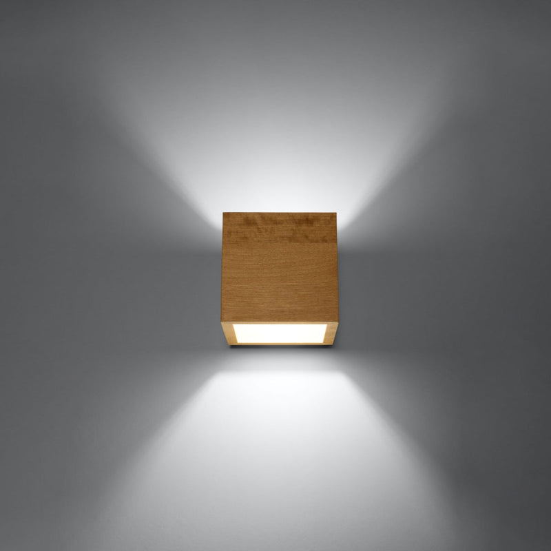 Wandleuchte Quad Naturholz, 2Xg9, Holzdesign, Modern-Leuchtezauber