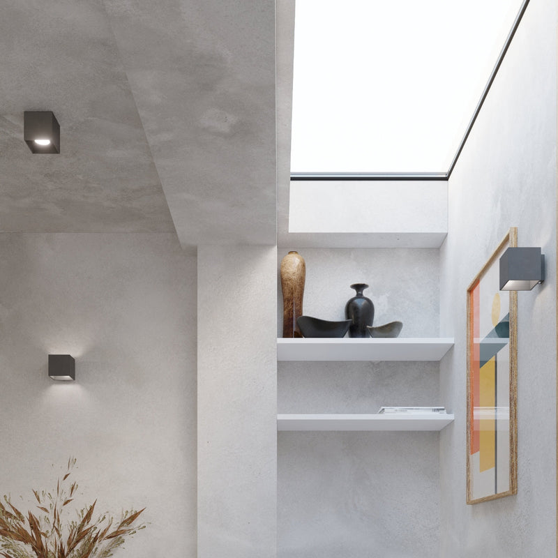 Wandleuchte Quad 1-Flammig Anthrazit, E27, Modern, Led-Leuchtezauber