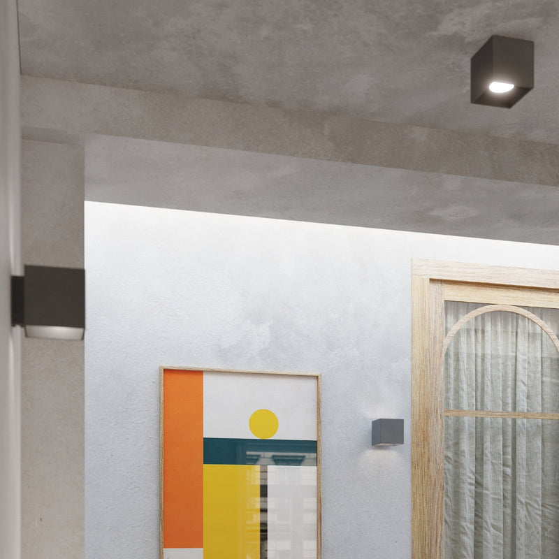 Wandleuchte Quad 1-Flammig Anthrazit, E27, Modern, Led-Leuchtezauber