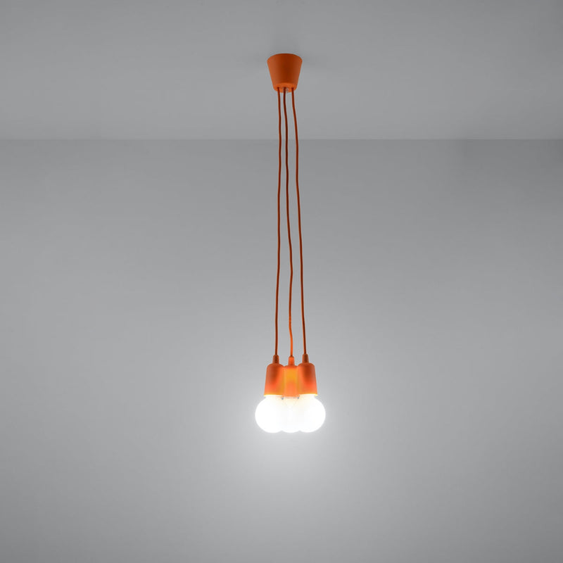 Hängeleuchte Diego 3-flammig Orange – LED Pendelleuchte Retrolook-Leuchtezauber