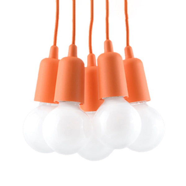 Hängeleuchte Diego 5-flammig Orange – Retro Pendellampe mit LED-Leuchtezauber