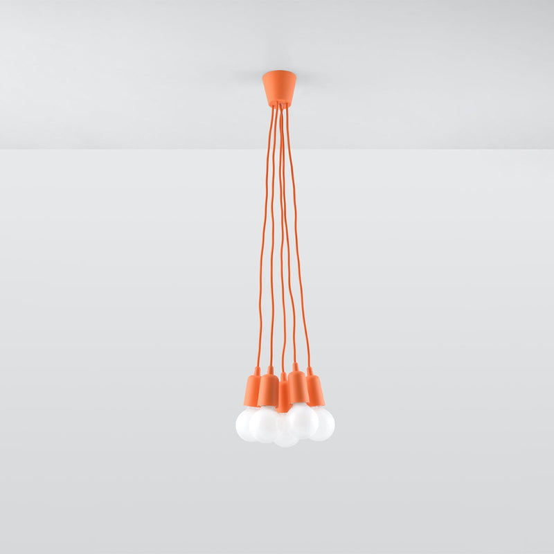Hängeleuchte Diego 5-flammig Orange – Retro Pendellampe mit LED-Leuchtezauber