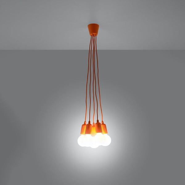 Hängeleuchte Diego 5-flammig Orange – Retro Pendellampe mit LED-Leuchtezauber
