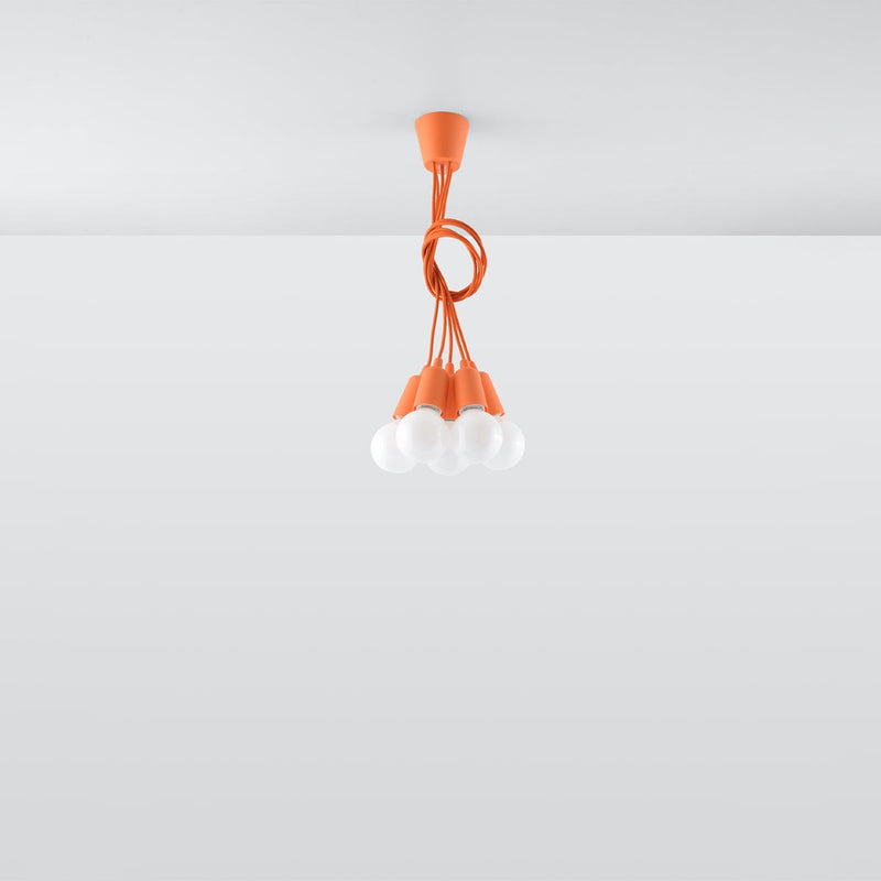 Hängeleuchte Diego 5-flammig Orange – Retro Pendellampe mit LED-Leuchtezauber
