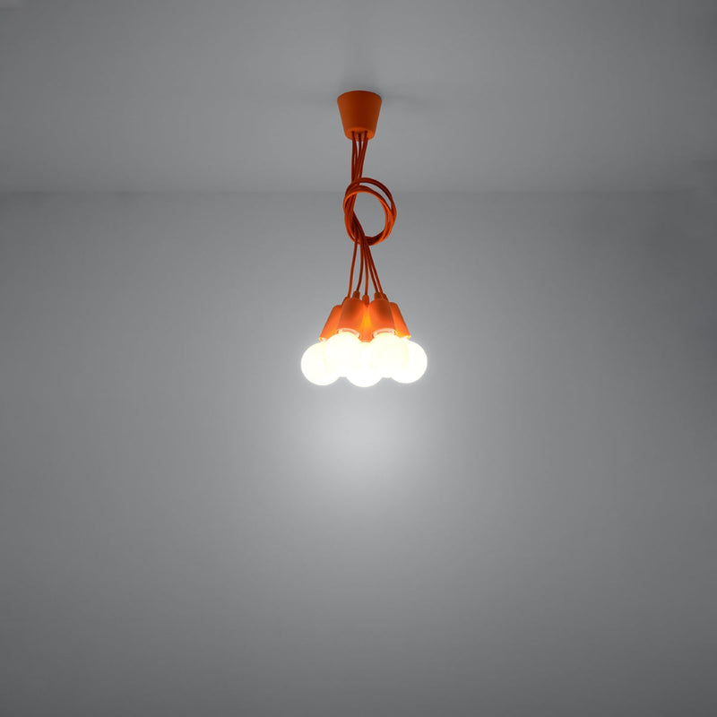 Hängeleuchte Diego 5-flammig Orange – Retro Pendellampe mit LED-Leuchtezauber