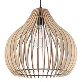 Hängeleuchte Aprilla Holz – Moderne LED Pendellampe Holzoptik-Leuchtezauber