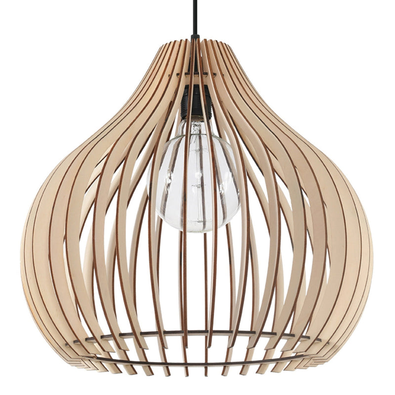 Hängeleuchte Aprilla Holz – Moderne LED Pendellampe Holzoptik-Leuchtezauber