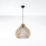 Hängeleuchte Aprilla Holz – Moderne LED Pendellampe Holzoptik-Leuchtezauber