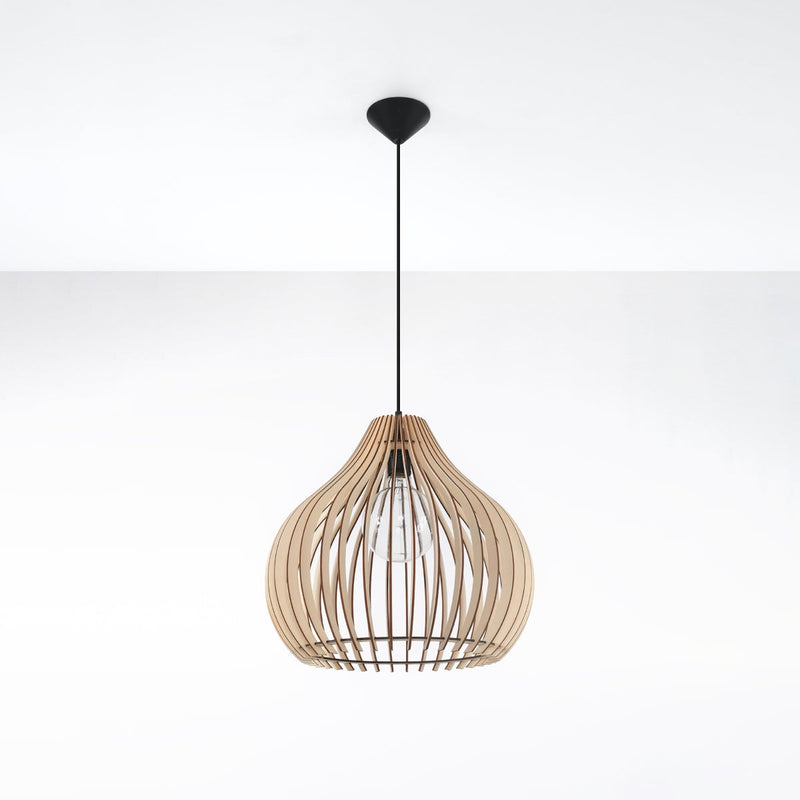 Hängeleuchte Aprilla Holz – Moderne LED Pendellampe Holzoptik-Leuchtezauber