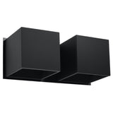 Wandleuchte Quad 2-Flammig Schwarz, E27, Modernes Design-Leuchtezauber