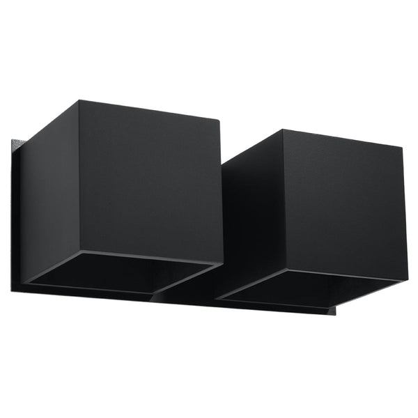 Wandleuchte Quad 2-Flammig Schwarz, E27, Modernes Design-Leuchtezauber