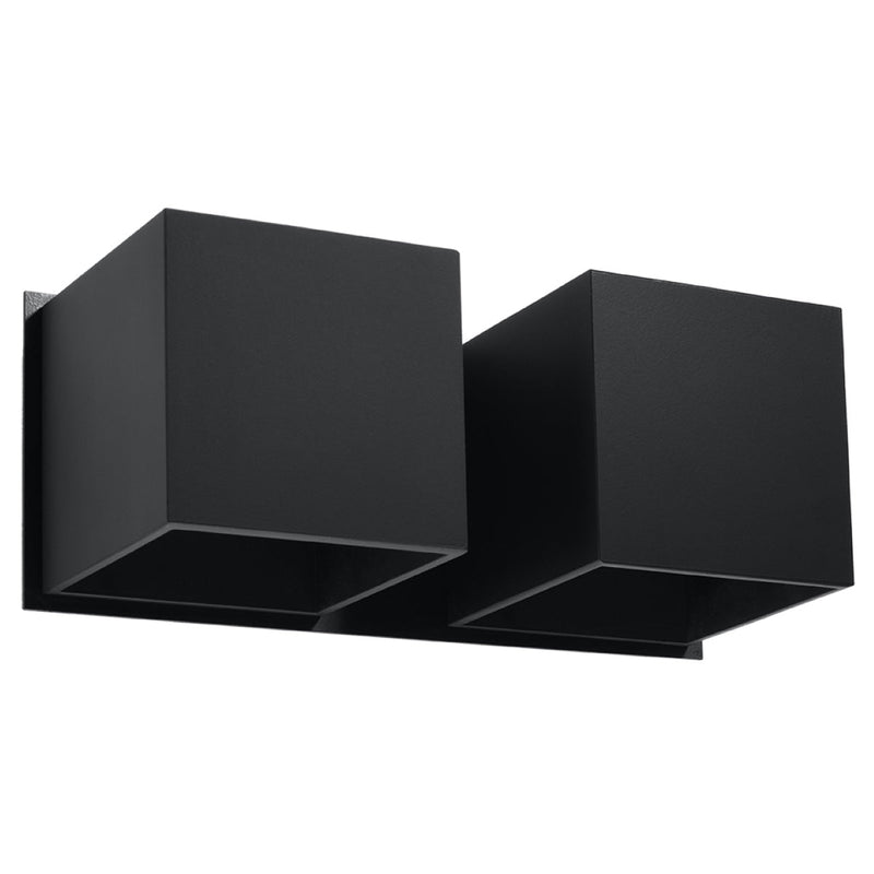 Wandleuchte Quad 2-Flammig Schwarz, E27, Modernes Design-Leuchtezauber